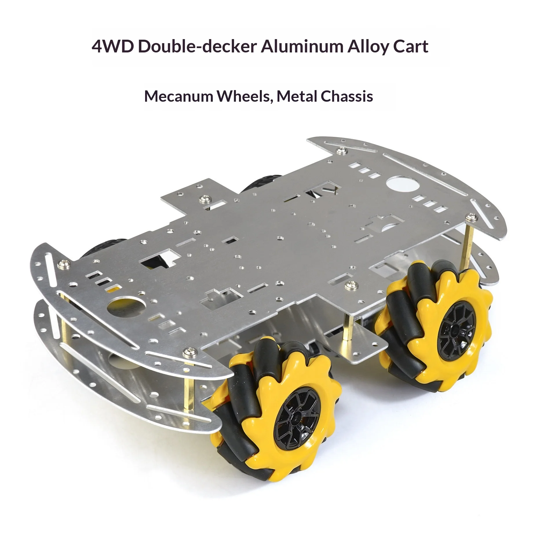 4WD Intelligentes Auto mit Mecanum-Rädern, Biegsames Roboterfahrzeug, Aluminiumlegierung-Chassis