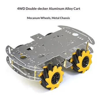 4WD Intelligentes Auto mit Mecanum-Rädern, Biegsames Roboterfahrzeug, Aluminiumlegierung-Chassis