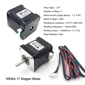 Nema17 Schrittmotor 48 mm 17HS19-2004S1 Motor 59 Ncm (84 oz.in) 2 A 4-Leiter Nema 17 Schrittmotor