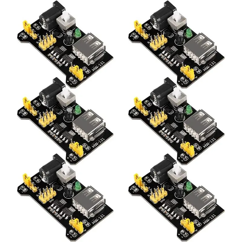 3,3V 5V MB102 Breadboard Netzteil Modul DC 6,5-12V USB für Arduino lötfreies Brot Board (6 Stück)