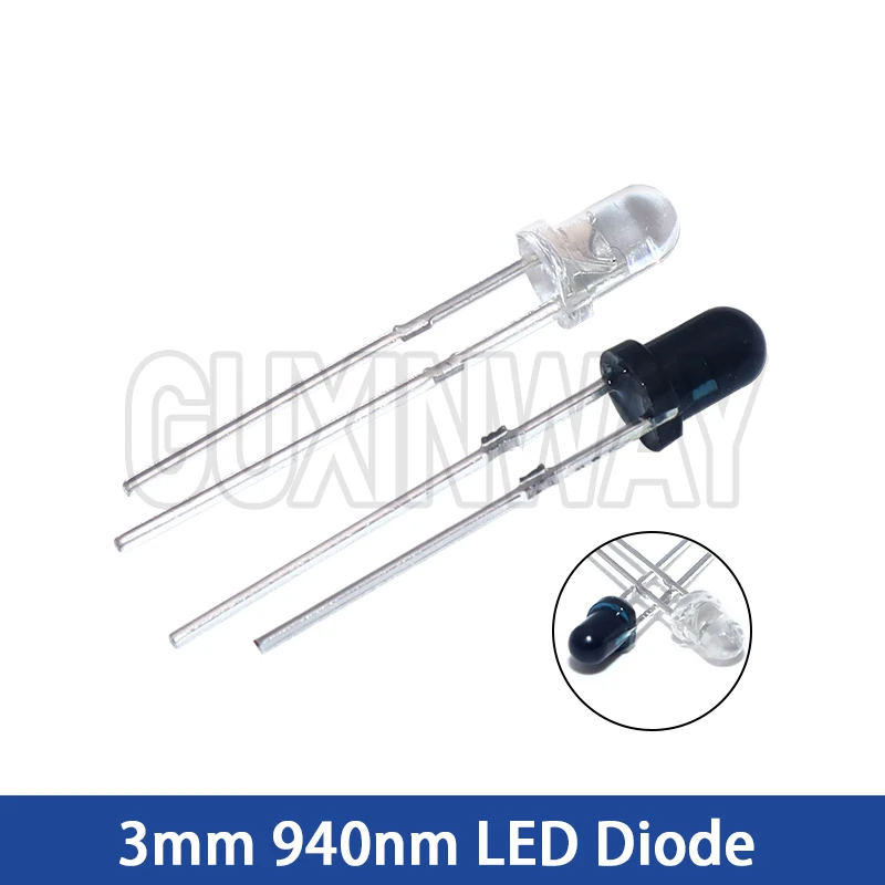 10 Paar 3mm 5mm 940nm LEDs Infrarot-Sender und IR-Empfänger-Dioden F3 F5 für Arduino DIY