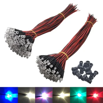 20 50 100 Stück 20cm Vorverdrahtete 3mm 5mm LED-Leuchten Vorverdrahtete Leuchtdioden für DIY Heimdekoration