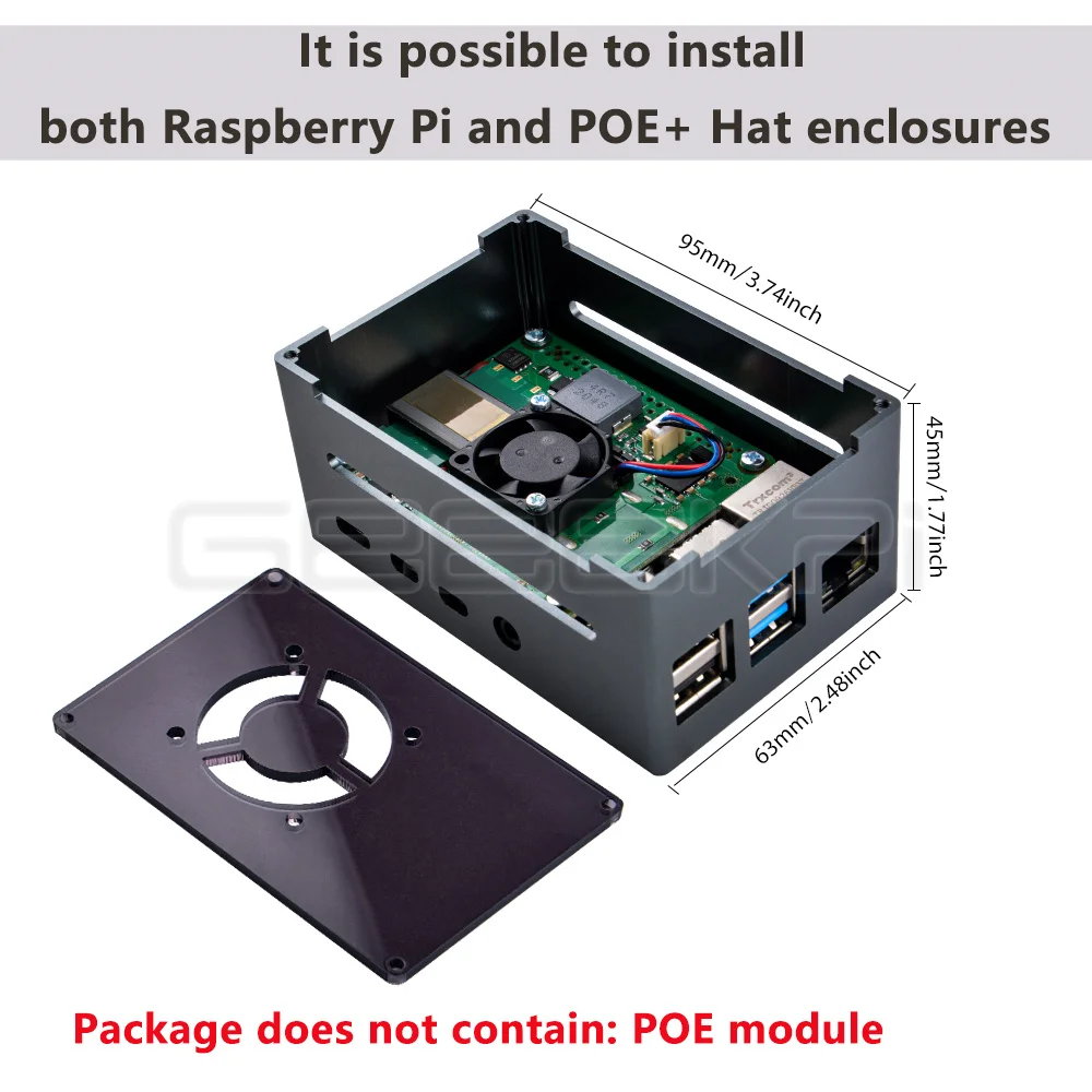 Das GeeekPi Raspberry Pi 4B-Gehäuse unterstützt PoE-Hut mit 5V-Lüfter – Bild 5