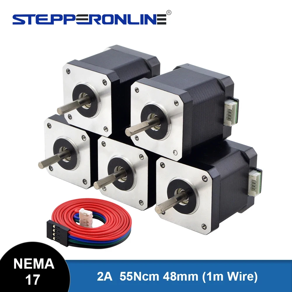 STEPPERONLINE Nema 17 Schrittmotor Nema17 Motor 0,55 Nm 2A 42x48mm 2 Phase 4-Leiter für DIY 3D-Drucker CNC