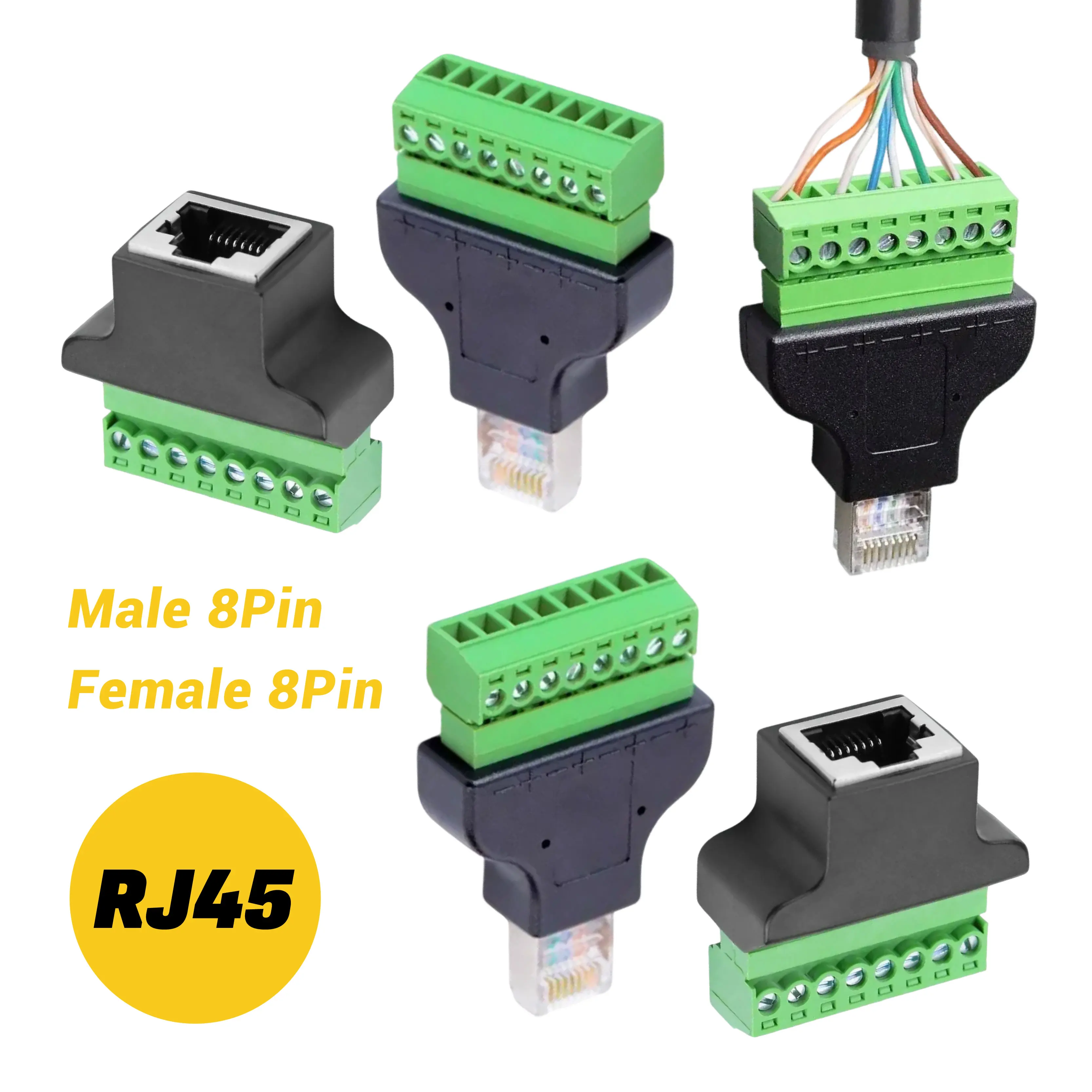 Ethernet-Stecker, Buchse, 8-poliger Schraubklemmen-Netzwerkkabel-Adapter, RJ45, zum Zubehör