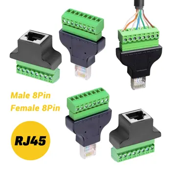Ethernet-Stecker, Buchse, 8-poliger Schraubklemmen-Netzwerkkabel-Adapter, RJ45, zum Zubehör