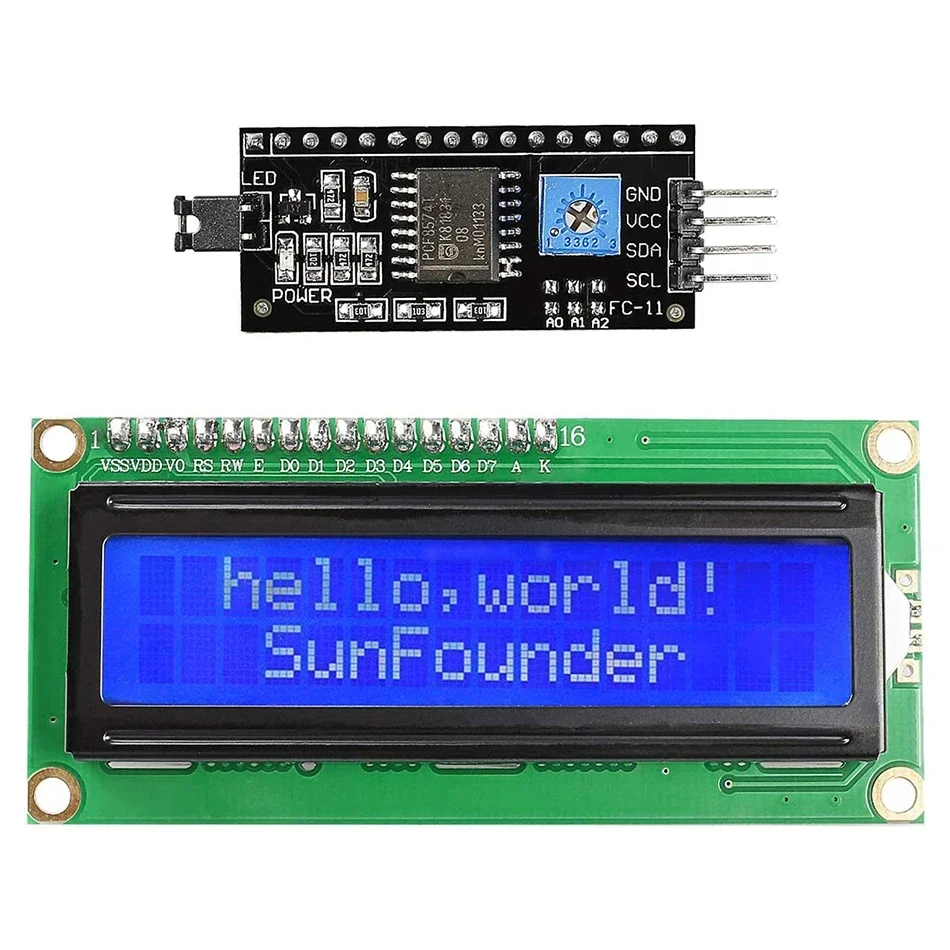 LCD1602 I2C LCD-Modul Blau/Gelb Grüner Bildschirm 16x2 Zeichen – Bild 2