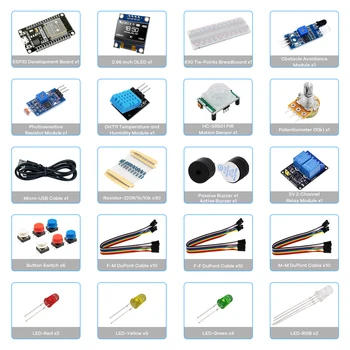 Basis-Starter-Kit für ESP32 ESP-32S WIFI-Entwicklungsboard für Arduino-Projekt-Lernset mit Tutorials ESP32-Kit