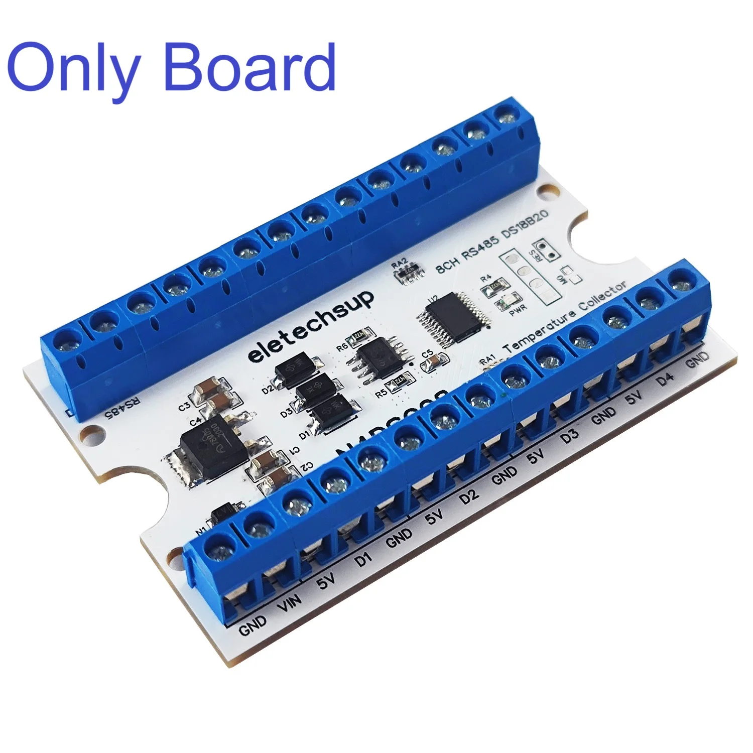 8-Wege 1-Draht DS18B20 Digitaler Temperatursensor Modbus RS485 Analoges IO-Modul Papierlose Rekorderplatine