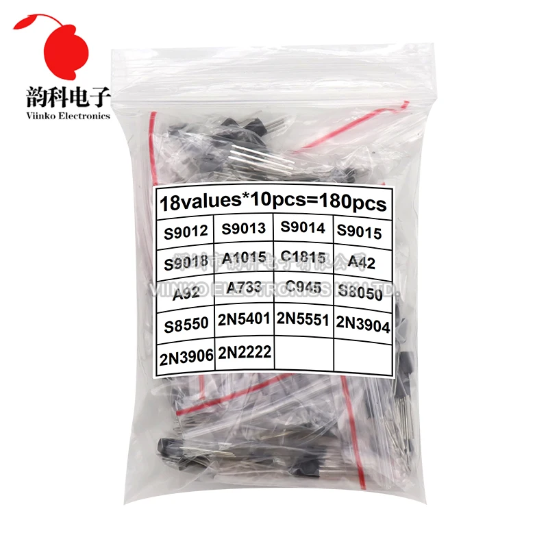 Transistor sortiert Kit bis-92 18 Arten * 10 stücke = 180 stücke 2 n2222 s9013 s9014 s9015 s9018 s8050 s8550 2