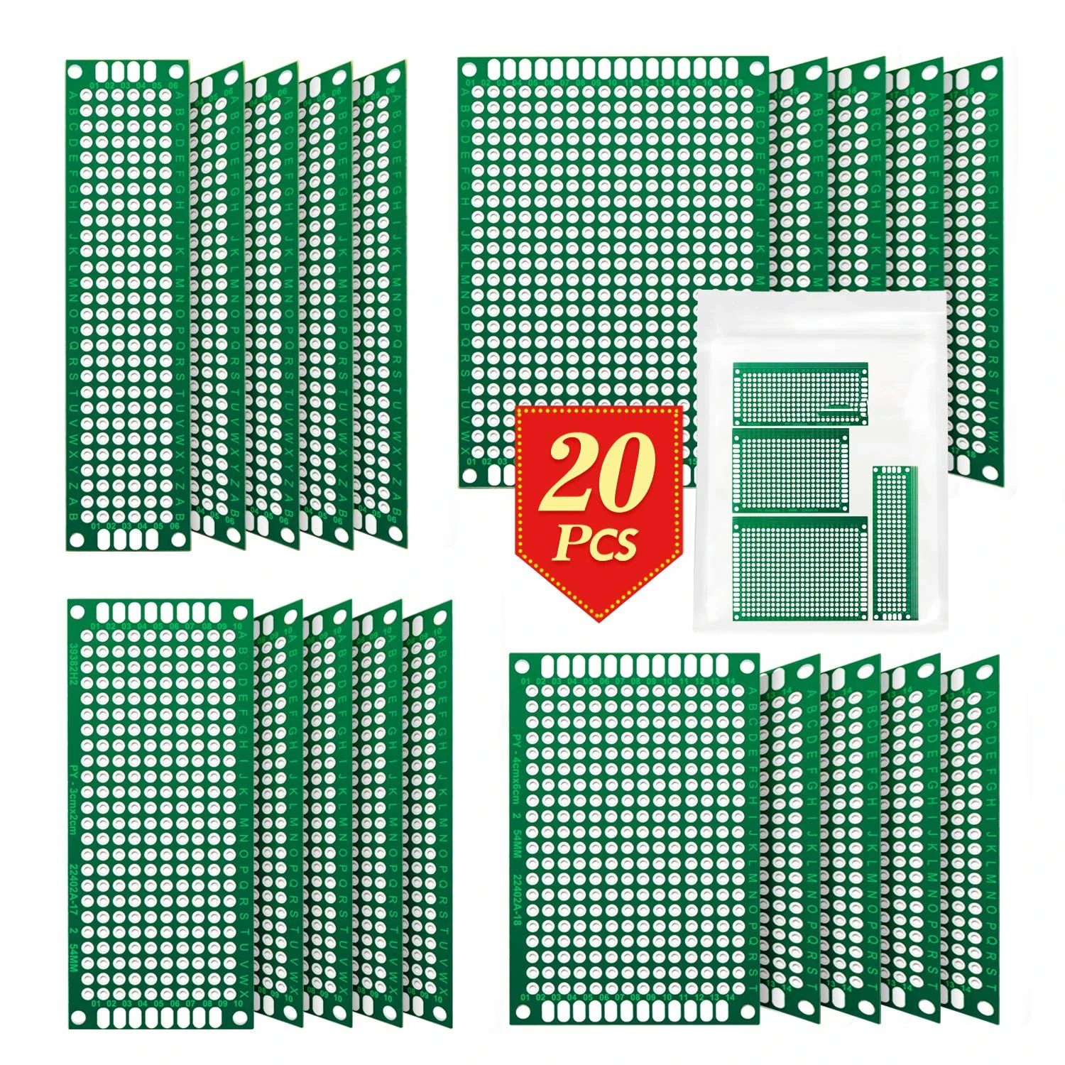 Doppelseitige Leiterplatte 2 x 8 3 x 7 4 x 6 5 x 7 verzinnt (20 Stück) – Bild 4