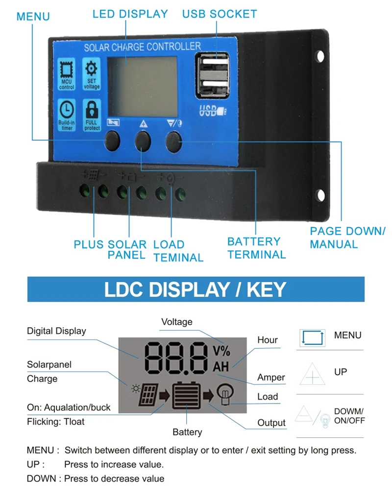 Solarladeregler 12V/24V 10A-100A Automatischer Solarpanel-Controller – Bild 3