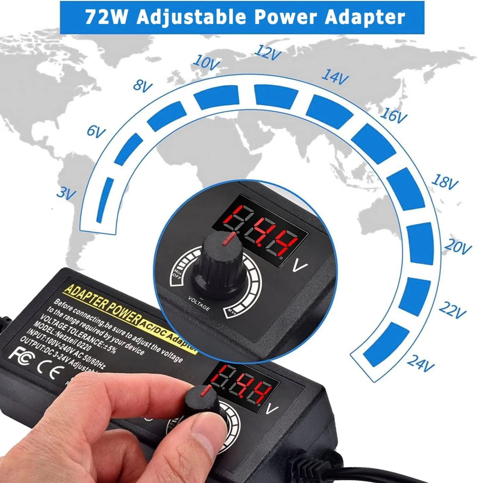 AC zu DC Netzteil Einstellbare Labor Versorgung Stromquelle 3V-24V-3A – Bild 4