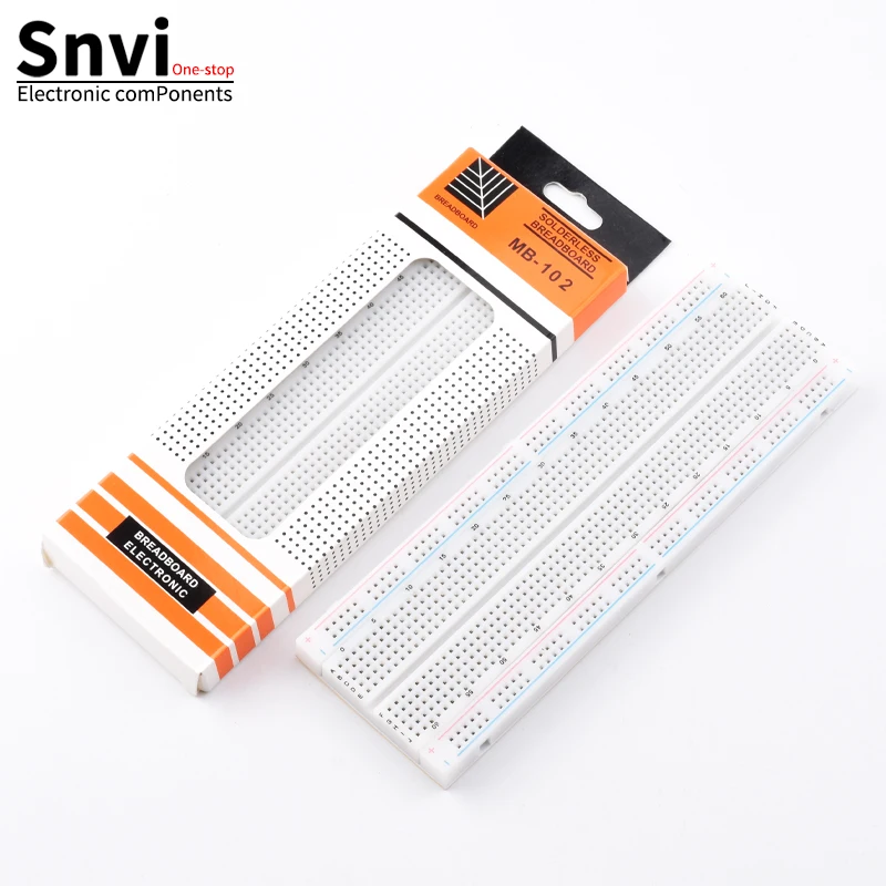 Snvi 830 Punkte Steckbrett MB-102 Lötfreies Steckbrett Großes PCB 165x56mm für Arduino ESP32 Raspberry Pi DIY