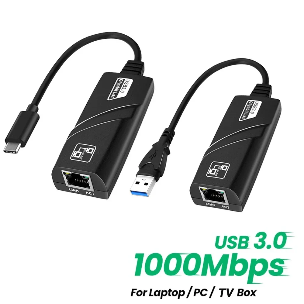 10/100/1000 Mbit/s USB 3.0 kabelgebundene Netzwerkkarte USB auf RJ45 Typ C auf RJ45 LAN Ethernet-Adapter