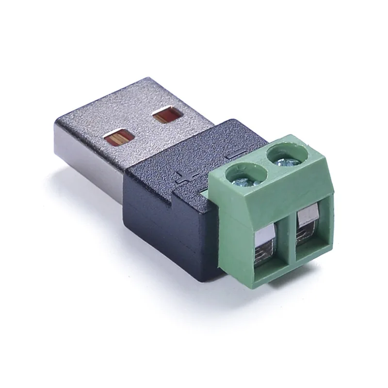 USB-Stecker auf 2P-Schraubklemmen-Adapter, 5A-Lötfreier Schraubklemmen-Adapter für das Laden intelligenter