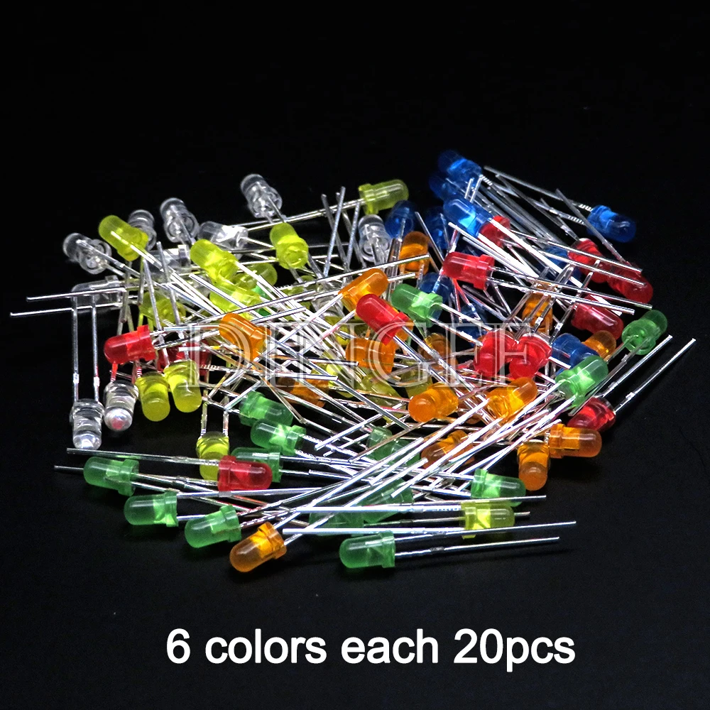 3mm 5mm LED Diode F3 F5 Sortiertes Kit Weiß Grün Rot Blau (100 Stück) – Bild 2