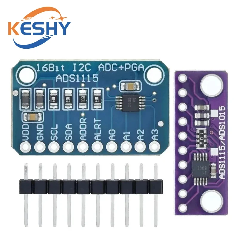 I2C ADS1115 ADS1015 16-Bit-ADC-4-Kanal-Modul mit programmierbarem Verstärkungsverstärker 2,0 V bis 5,5 V RPi