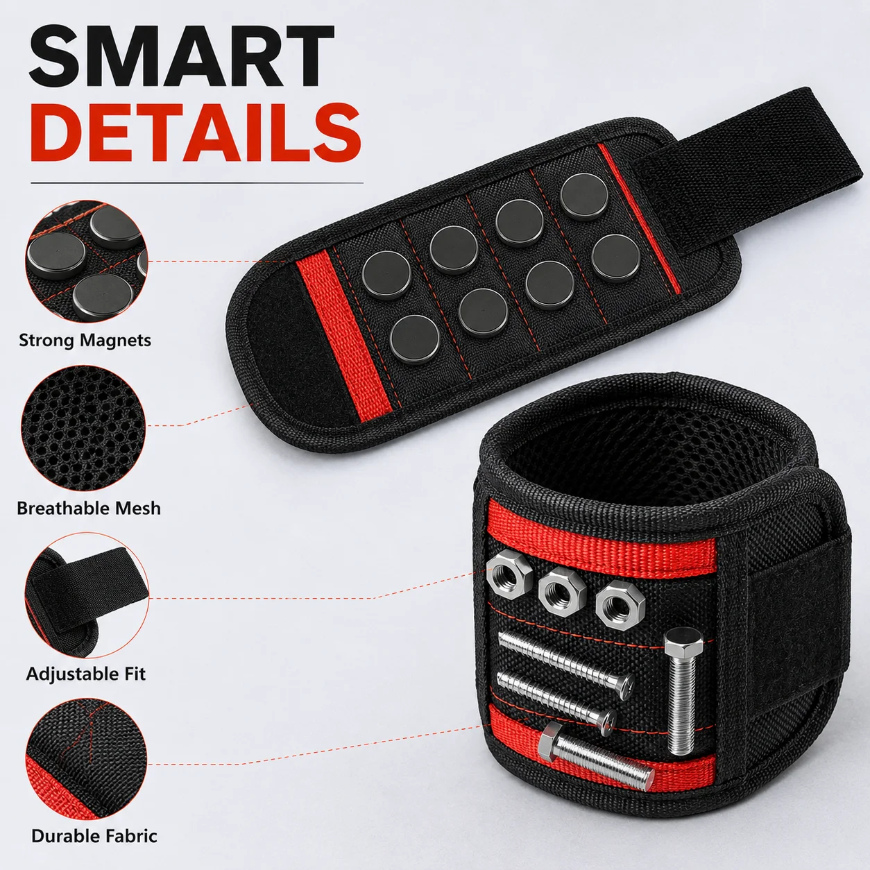 Magnetisches Armband-Werkzeugset mit Schraubendreher-Bit-Set, Sicherer Halter für Schrauben, Nägel, Bohrer
