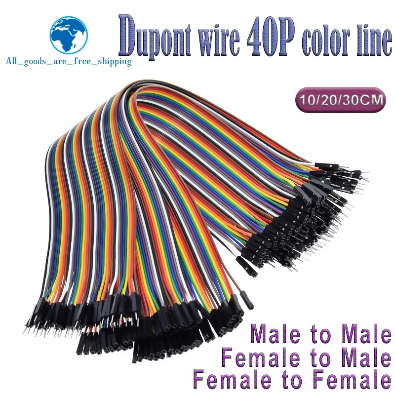 40-poliges Kabel für Dupont-Leitung, 10 cm, 20 cm, 30 cm Stecker auf Stecker, Buchse auf Buchse, Stecker