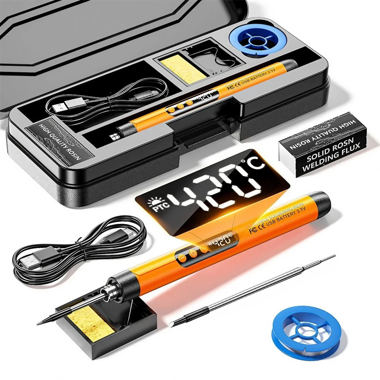 USB wiederaufladbarer Mini-Lötkolben, einstellbare Temperatur, Lötwerkzeug mit Zubehör, perfekt