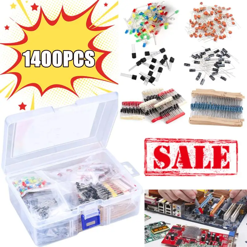 Grundlegende Elektronische Komponenten Kits Metall Film Widerstand Sortiment Led Dioden (1400 Stück)
