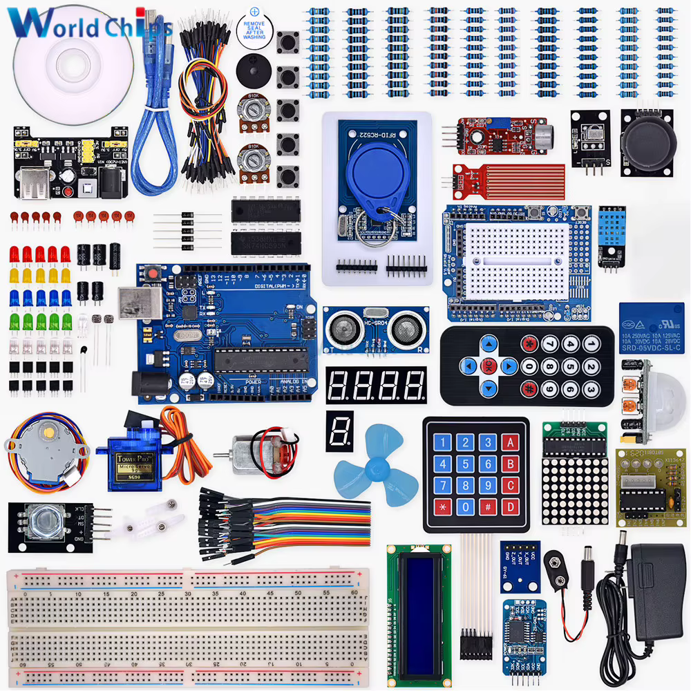 Starter Kit für Arduino R3 Projekt R3 Breadboard Schritt Motor LCD jumper Draht Ultraschall Sensor Komplette