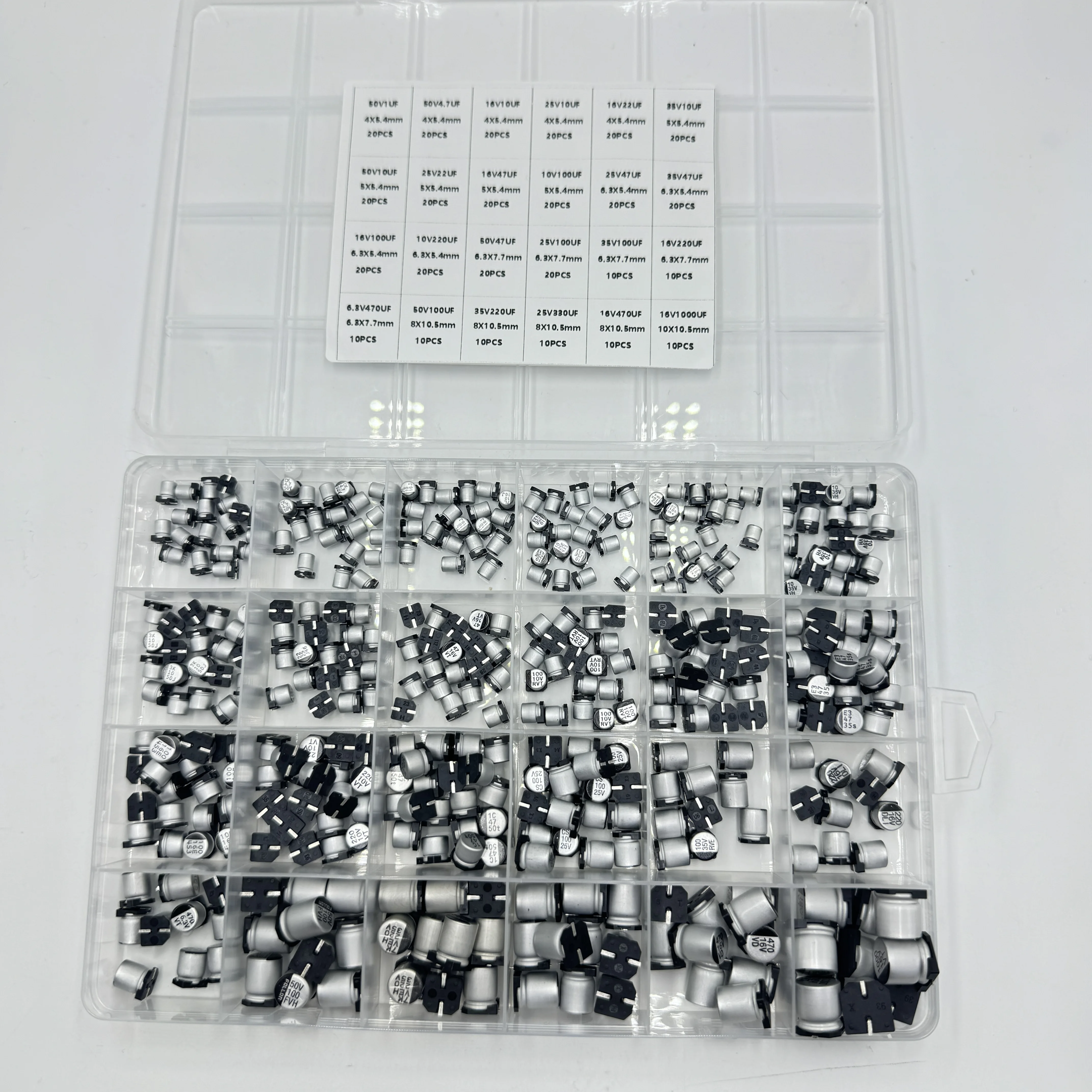 1UF~1000UF 6,3V-50V 24/36 Werte SMD Aluminium-Elektrolyt-Kondensatoren – Bild 2