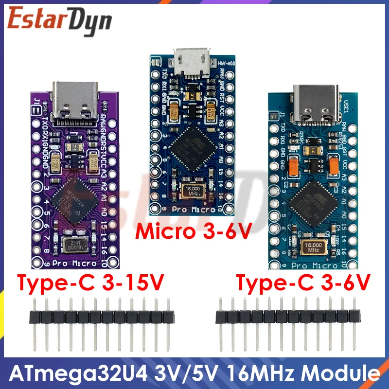 MICRO/TYPE-C USB ATMEGA32U4 Modul 5V 16MHz Board für ATMEGA32U4-AU/MU Controller Pro-Micro Ersatz für Pro Mini