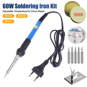 Einstellbare Temperatur 220V 60W Lötkolben-Set DIY Schaltkreis-Schweißreparaturwerkzeug Haushaltsset