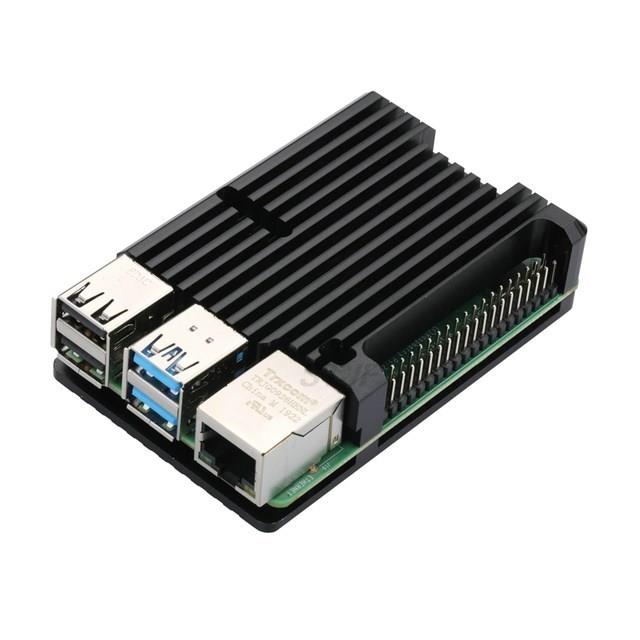 Raspberry Pi 4/3 Aluminiumgehäuse mit Dual-Lüfter, Metallgehäuse, schwarzes Gehäuse für RPI Raspberry Pi