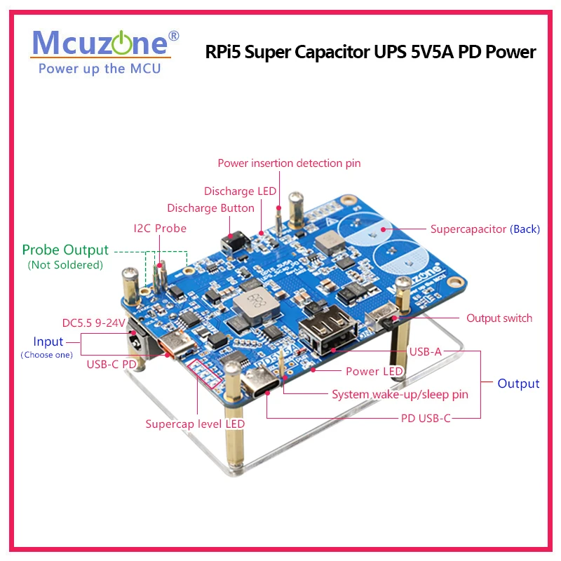 Raspberry Pi 5 Superkondensator 5V5A UPS PD-Strommodul, Unterstützt – Bild 5