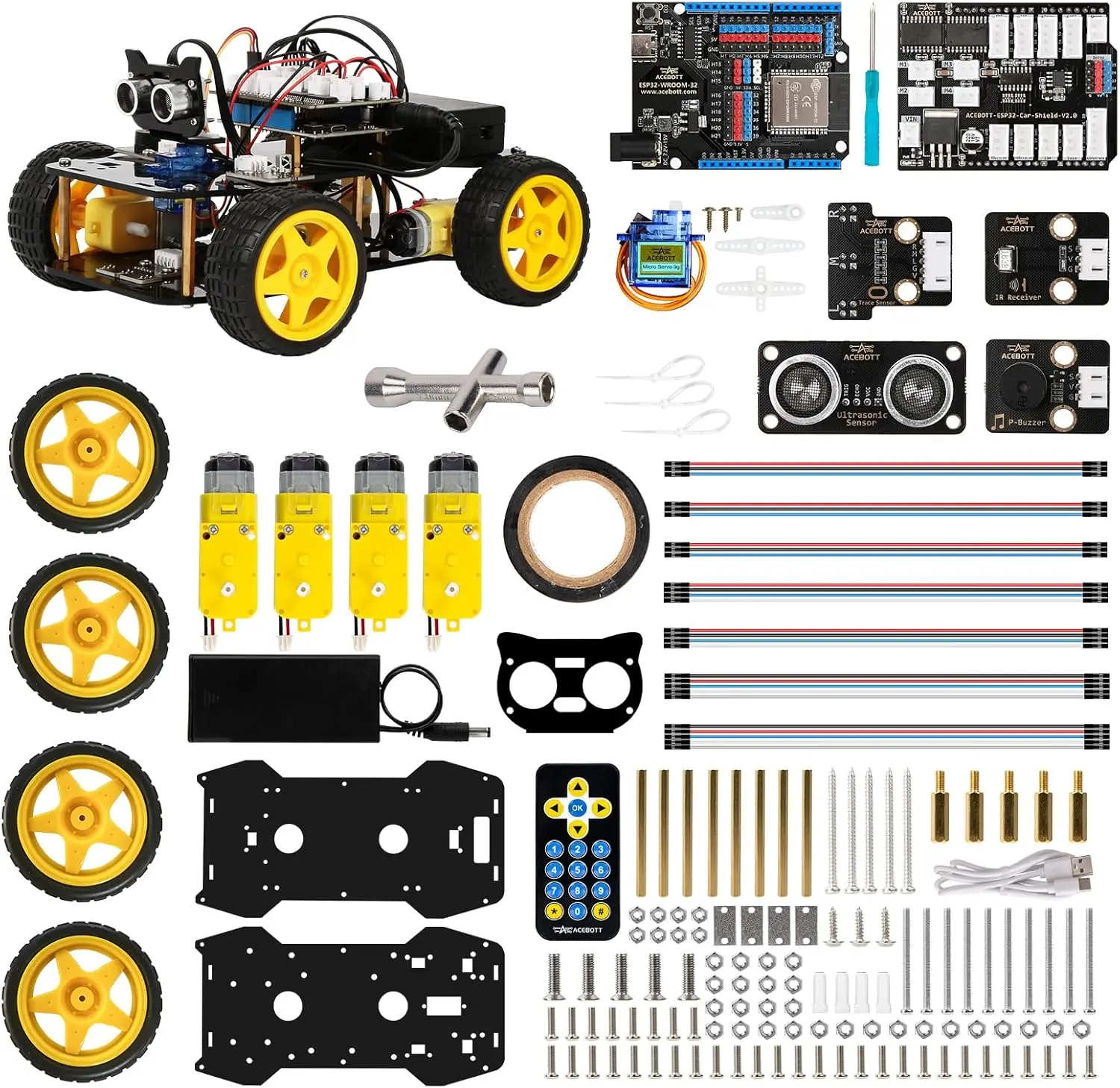 ACEBOTT Robotik-Set für Kinder Intelligentes Roboter-Auto-Kit Kompatibel mit Arduino & Scratch STEM-Spielzeug