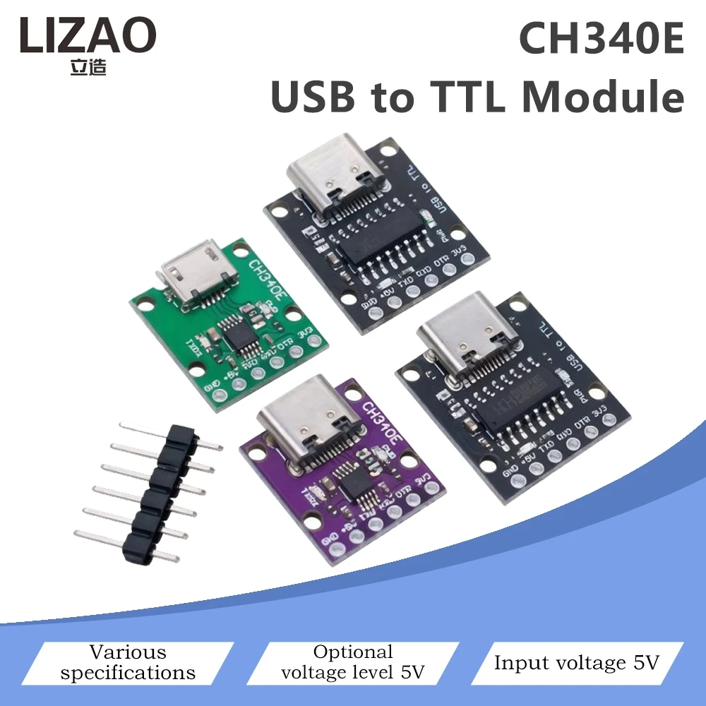 CH340E USB-zu-TTL-Seriell-Adaptermodul Typ-C/Micro-USB Optional 5V-Eingang für Arduino/STM32-Download