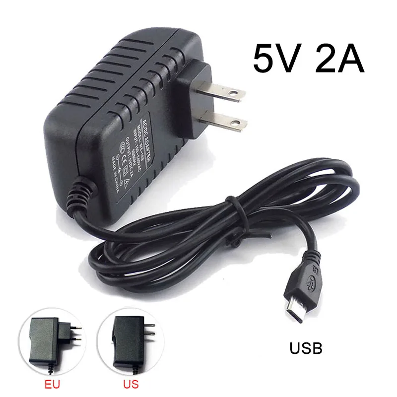 Micro usb 5v 2a ac dc netzteil eu us stecker 240v ~ v 2000ma ladegerät versorgung für raspberry pi zero tablet