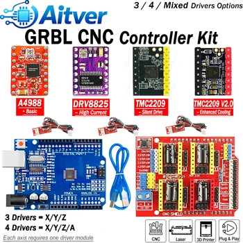 CNC Shield V3 GRBL Controller Kit für Arduino UNO mit A4988 DRV8825 TMC2209 V2.0 Schrittmotortreiber