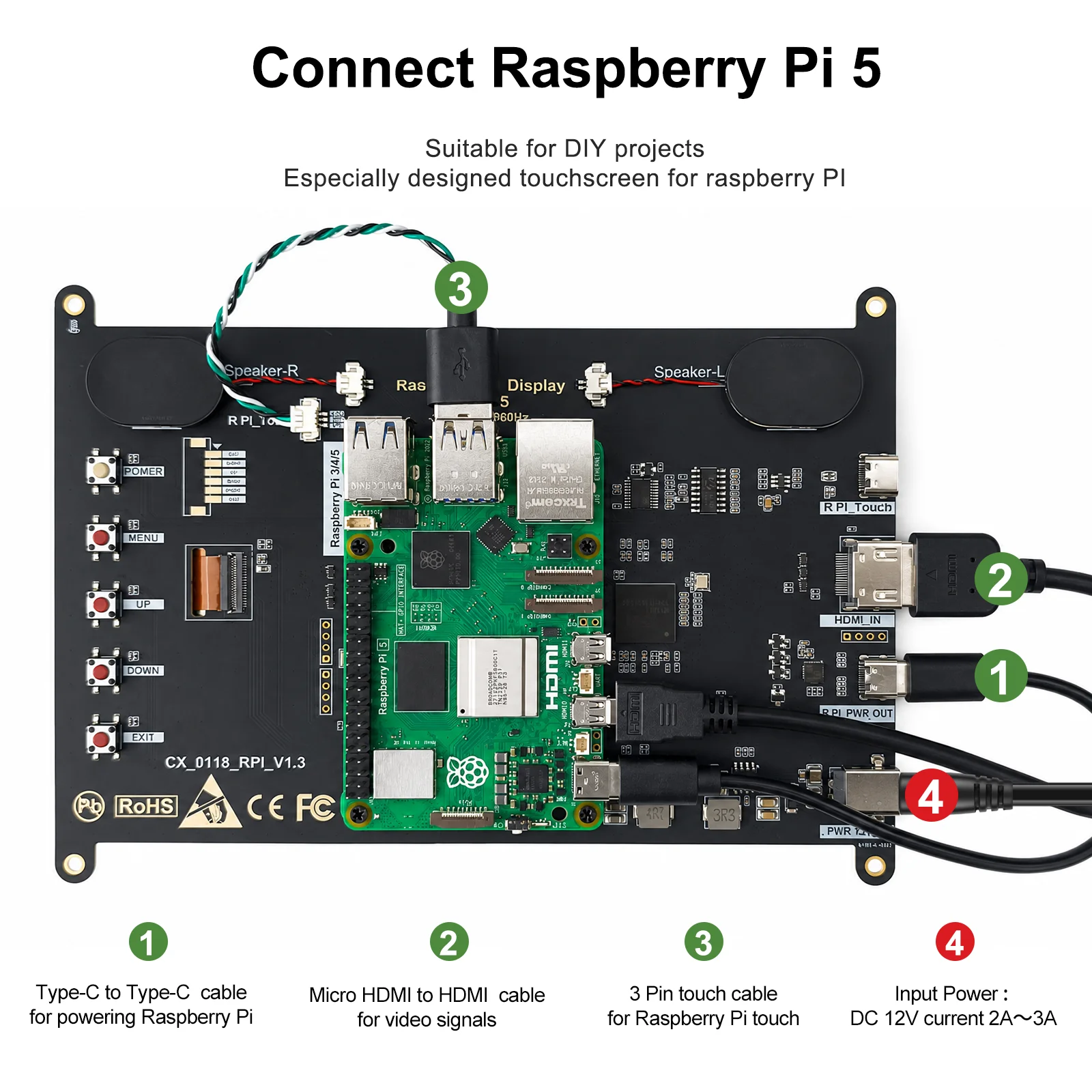 7/8 Zoll Touchscreen Raspberry Pi 5 IPS 1920x1200 HD LCD HDMI-Display – Bild 5