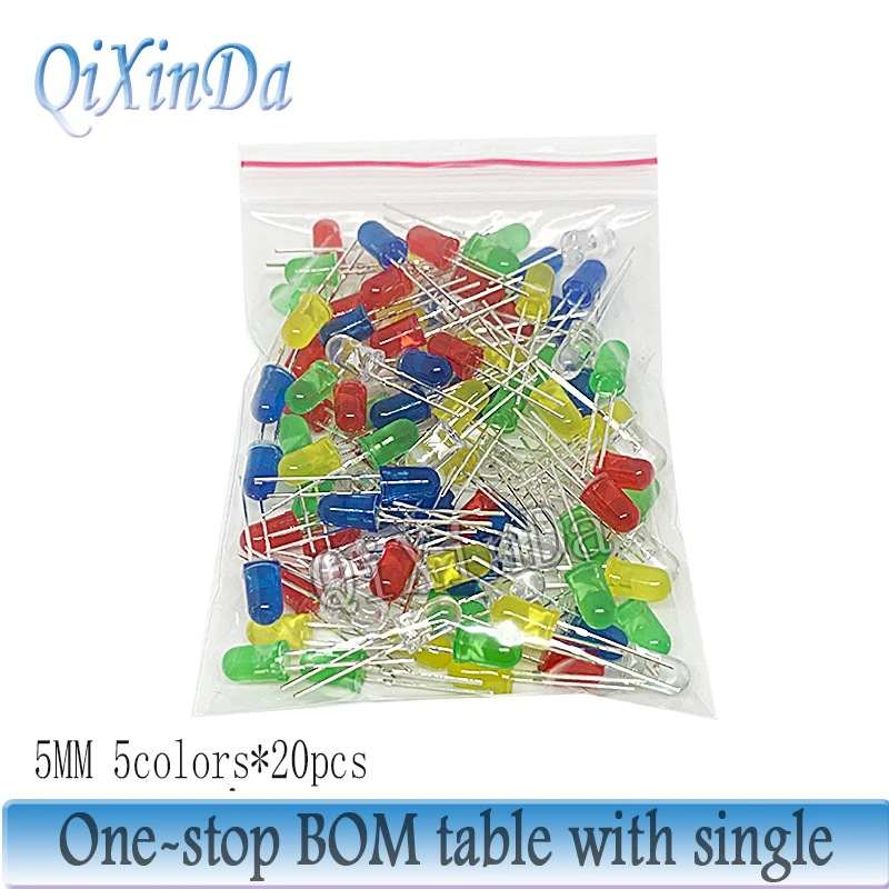 3 mm 5 mm LED-Dioden-Sortiment-Set, Weiß, Grün, Rot, Blau, Gelb – Bild 5