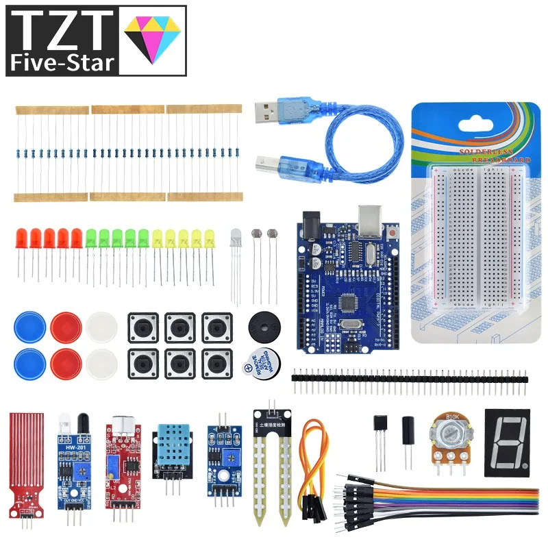 TZT Basic Starter Kit für Arduino UNOR3 Set R3 DIY Kit - TZTUNO R3 Board/Breadboard + Einzelhandelsverpackung