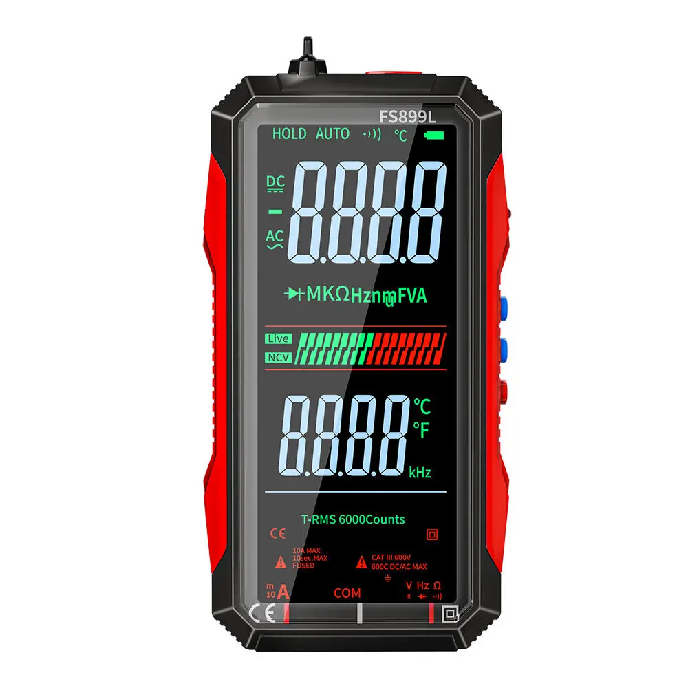 Digitales Multimeter mit 4,8'' Vollfarb-LCD, 6000 Anzeigen, Automatische Bereichswahl und Wiederaufladbarem