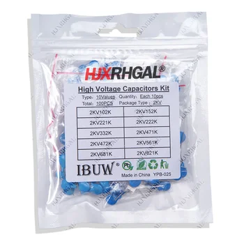 2KV hochspannung keramik kondensator Sortiment Kit 2KV 102K 221K 332K 471K 472K 561K 681K 821K (100 Stück)