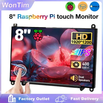7/8 Zoll Touchscreen Raspberry Pi 5 IPS 1920x1200 HD LCD HDMI-Display für RPI 4B 3B+ 3B PC Sekundärbildschirm