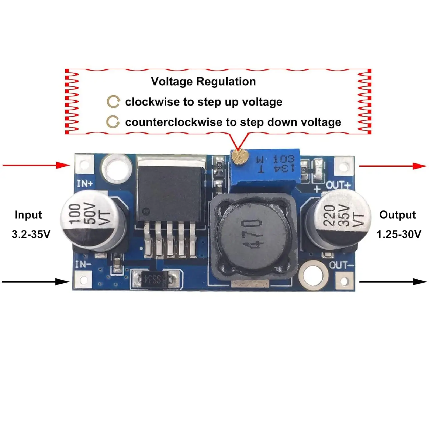 LM2596 Step Down Modul DC zu DC Einstellbare Buck Converter Spannung – Bild 5