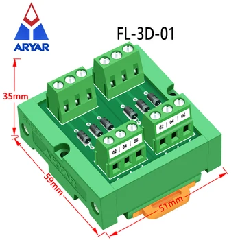 6-Kanal-Diodenmodul für DIN-Schienenmontage, 1 Ampere, 1000 V, gemeinsame Anode, 6-Dioden-Netzwerkmodul