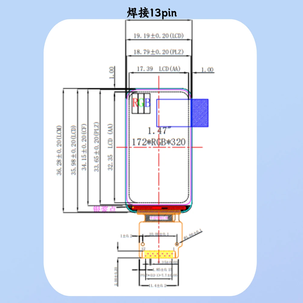 1,47 Zoll TFT LCD Display Modul ST7789 Treiber 172*320 IPS Full View – Bild 4