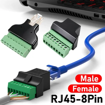 RJ45 Schraubklemmenadapter RJ45 8P8C Breakout-Board Stecker Buchse 8-polig Lötfreier Ethernet-Anschluss