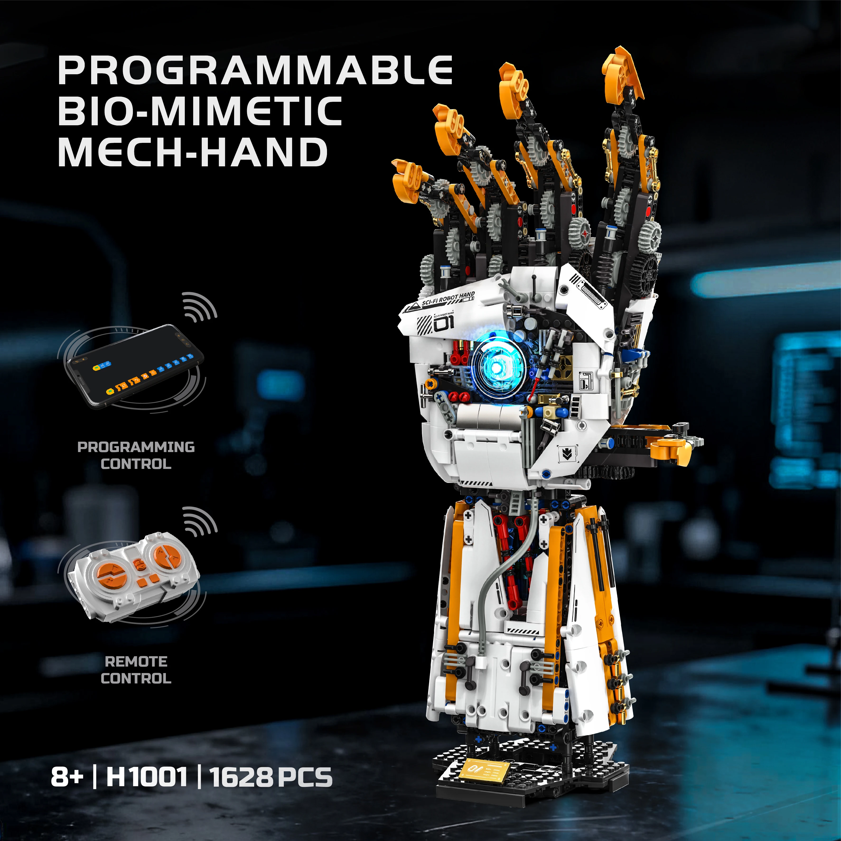 Programmierbare Roboterarm elektrische Bausteine Modellbausatz, Sammlerstück Ornament (1628 Stück)