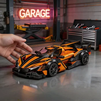 Rennwagen-Bausatz - Technisches Sportwagenmodell im Maßstab 1:14, City-Fahrzeug-Garagenset & Sammlerstück