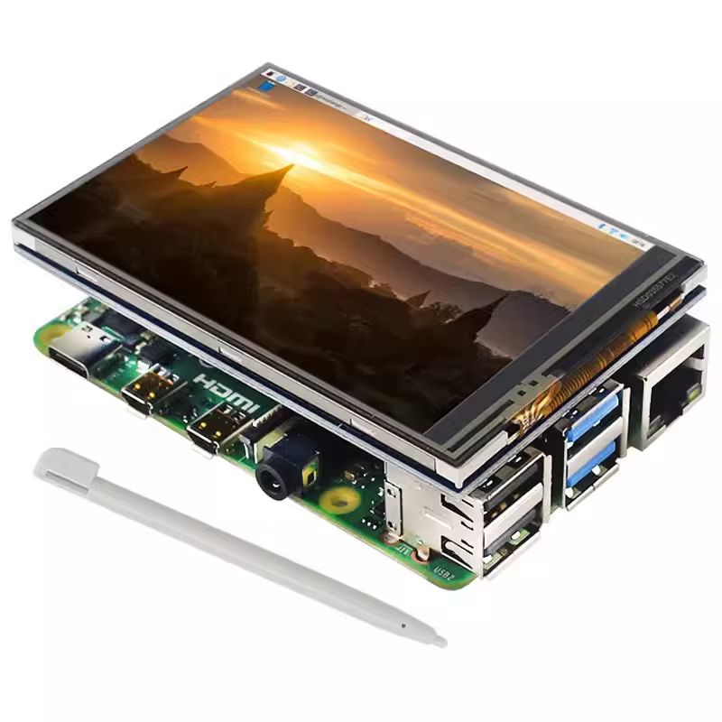 Raspberry Pi 5/4B/3B+ 3,5-Zoll-Touchscreen-Display - 60 Hz IPS-LCD mit ABS-Gehäuse, HDMI/SPI-Schnittstelle