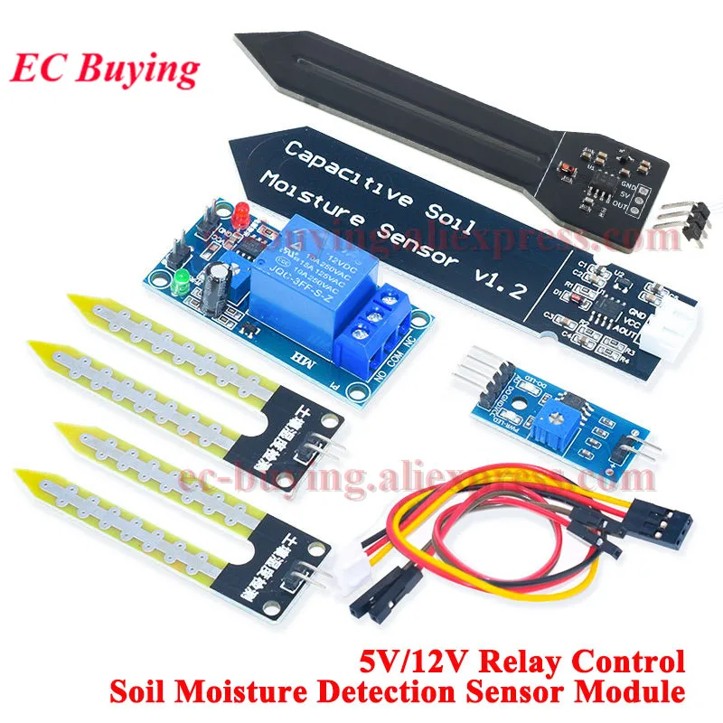 Kapazitiver Bodenfeuchtesensor Modul zur Erkennung der Bodenfeuchtigkeit 5V 12V Relais-Steuermodul